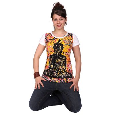 Damen T-Shirt mit kurzen Ärmeln Mirror Buddha White Thailand