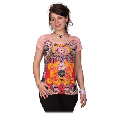 Damen T-Shirt mit kurzen Ärmeln Mirror Chakras Pink | S, M, L