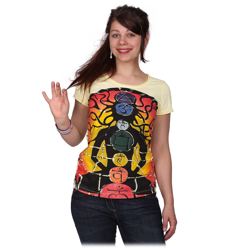 Damen T-Shirt mit kurzen Ärmeln Mirror Meditation Yellow Thailand