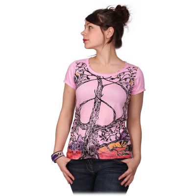 Damen T-Shirt mit kurzen Ärmeln Mirror Tree of Peace Pink | S, M, L