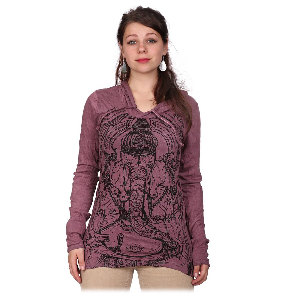 Damen Kapuzen-T-Shirt Sure Angry Ganesh Purple Thailand