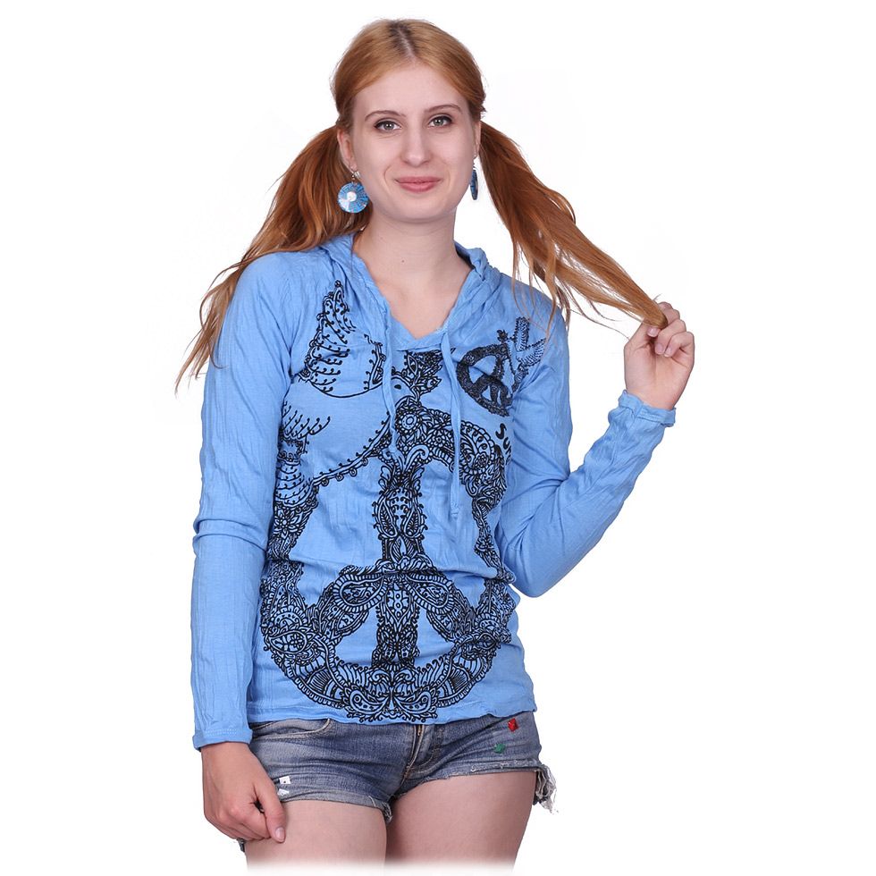 Damen Kapuzen-T-Shirt Sure Dove of Peace Blue Thailand