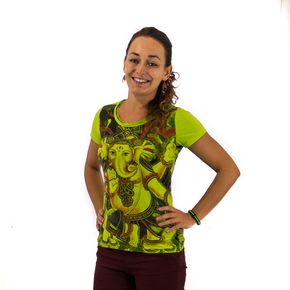 Damen T-Shirt mit kurzen Ärmeln Mirror Ganapati Green Thailand