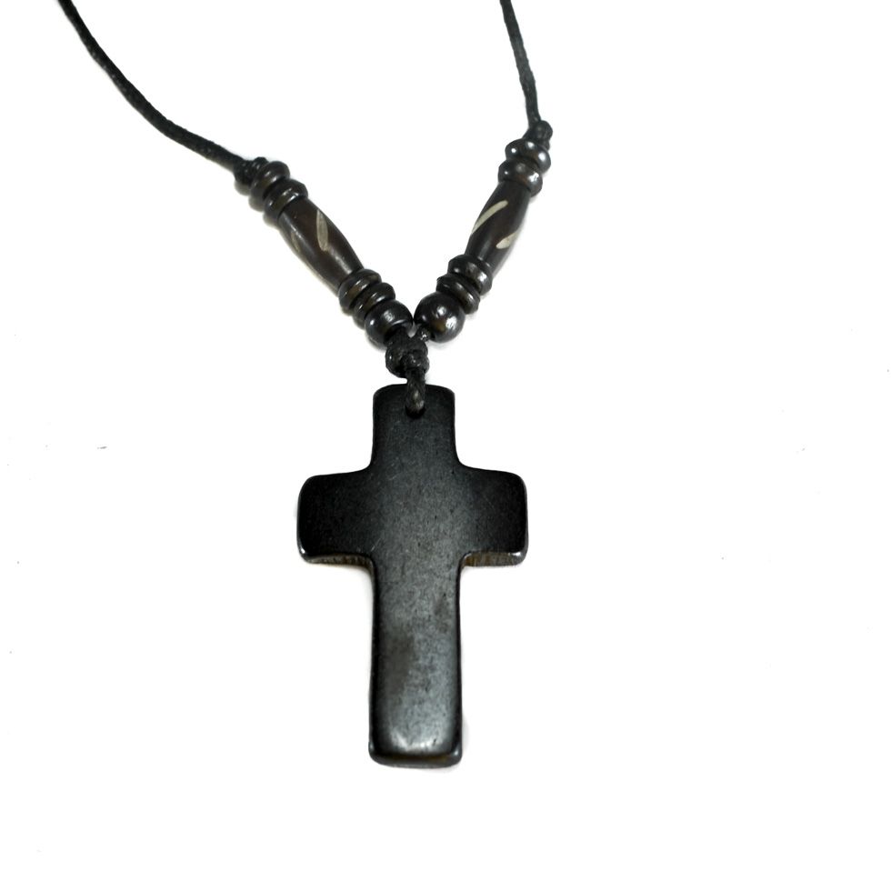Knochenanhänger Kreuz - schwarz Nepal
