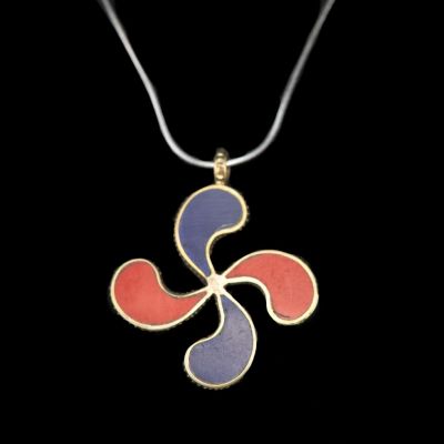 Neusilberanhänger Blume-Swastika - rot | separate pendant, with a chain - circumference 55 cm