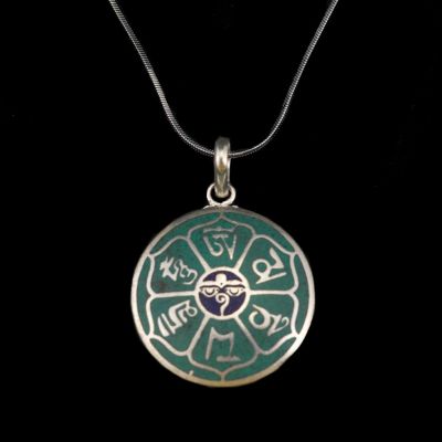 Neusilberanhänger Mantra - Buddhas Augen | separate pendant, with a chain - circumference 55 cm