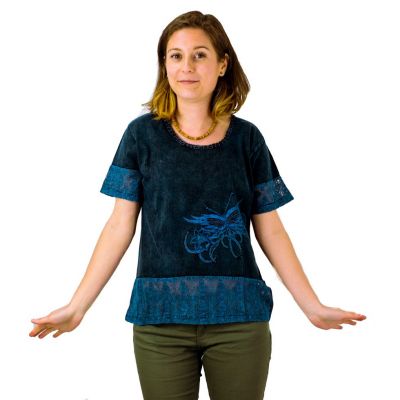 Ethnisches Damen-T-Shirt mit kurzen Ärmeln Sudha Pirus Nepal