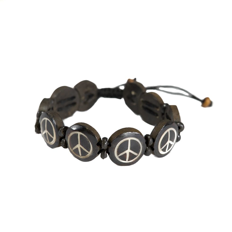 Knochen-Armband Peace - black