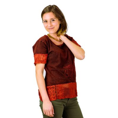 Ethnisches Damen-T-Shirt mit kurzen Ärmeln Sudha Mawar Nepal
