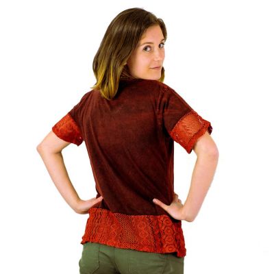 Ethnisches Damen-T-Shirt mit kurzen Ärmeln Sudha Mawar Nepal