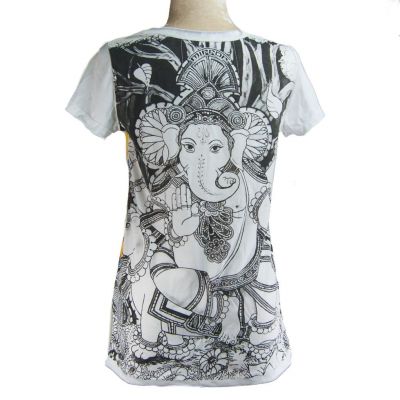 Damen T-Shirt mit kurzen Ärmeln Mirror Ganapati White Thailand
