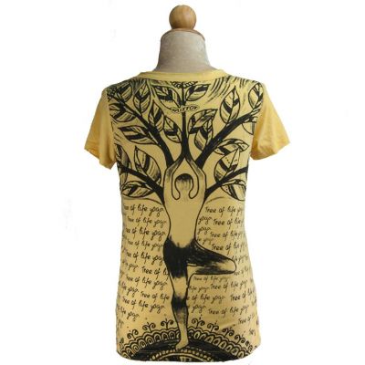 Damen T-Shirt mit kurzen Ärmeln Mirror Tree of life yoga Yellow Thailand