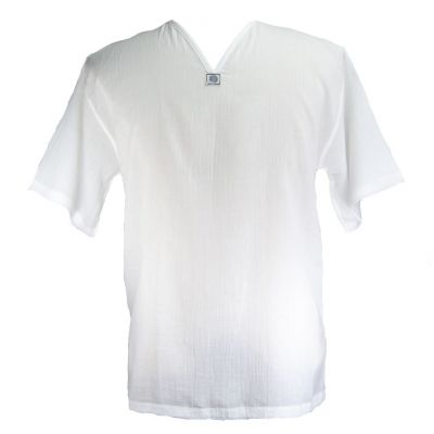 Kurta Lamon White - Herrenhemd mit kurzen Ärmeln | L, XL, XXL, XXXL