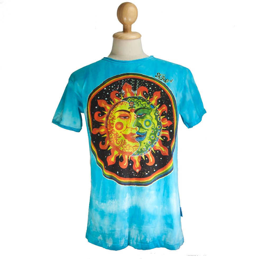 Herren Batik T--shirt Sure Celestial Emperors Cyan Nepal