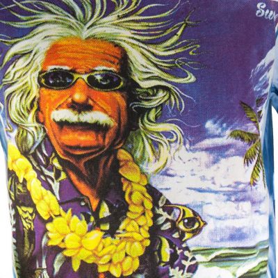 Men's Batik T--shirt Sure Einstein on Holiday Blue Thailand