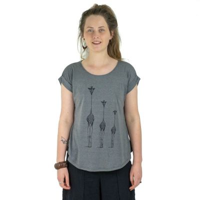 Damen T-Shirt mit kurzen Ärmeln Darika Giraffe Family Grey | S/M
