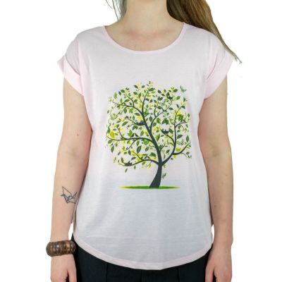Damen T-Shirt mit kurzen Ärmeln Darika Meadow Tree Pinkish Thailand
