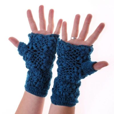 Wollene fingerlose Handschuhe Bardia Dark Blue Nepal