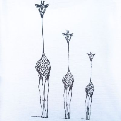 Damen T-Shirt mit kurzen Ärmeln Darika Giraffe Family White Thailand