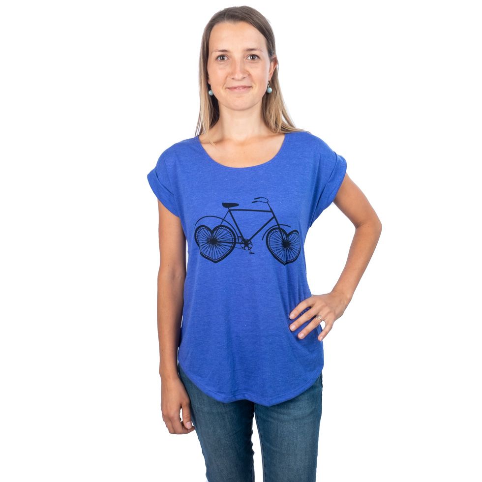 Damen T-Shirt mit kurzen Ärmeln Darika Love Bike Blue Thailand