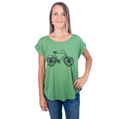 Damen T-Shirt mit kurzen Ärmeln Darika Love Bike Green | UNISIZE