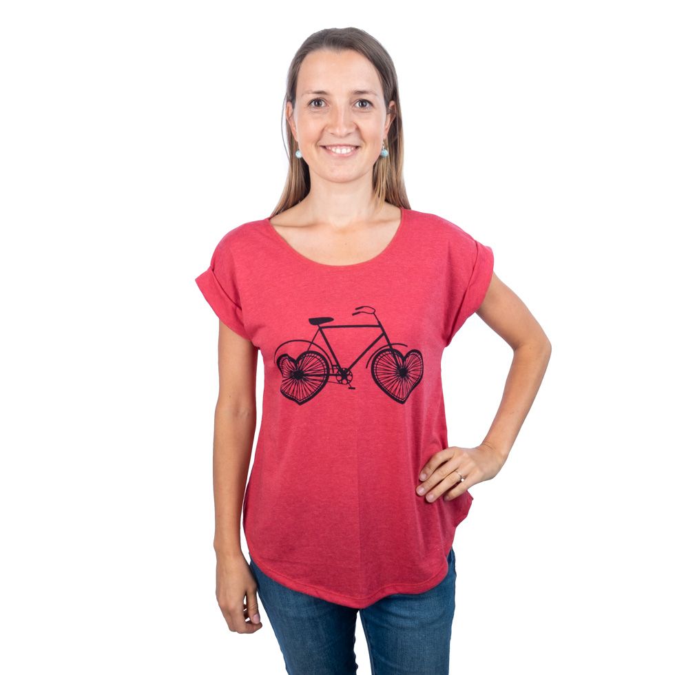Damen T-Shirt mit kurzen Ärmeln Darika Love Bike Red Thailand
