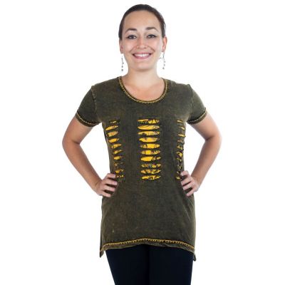 Damen ethno T-Shirt mit kurzen Ärmeln Ehani Kuning | S, M, L