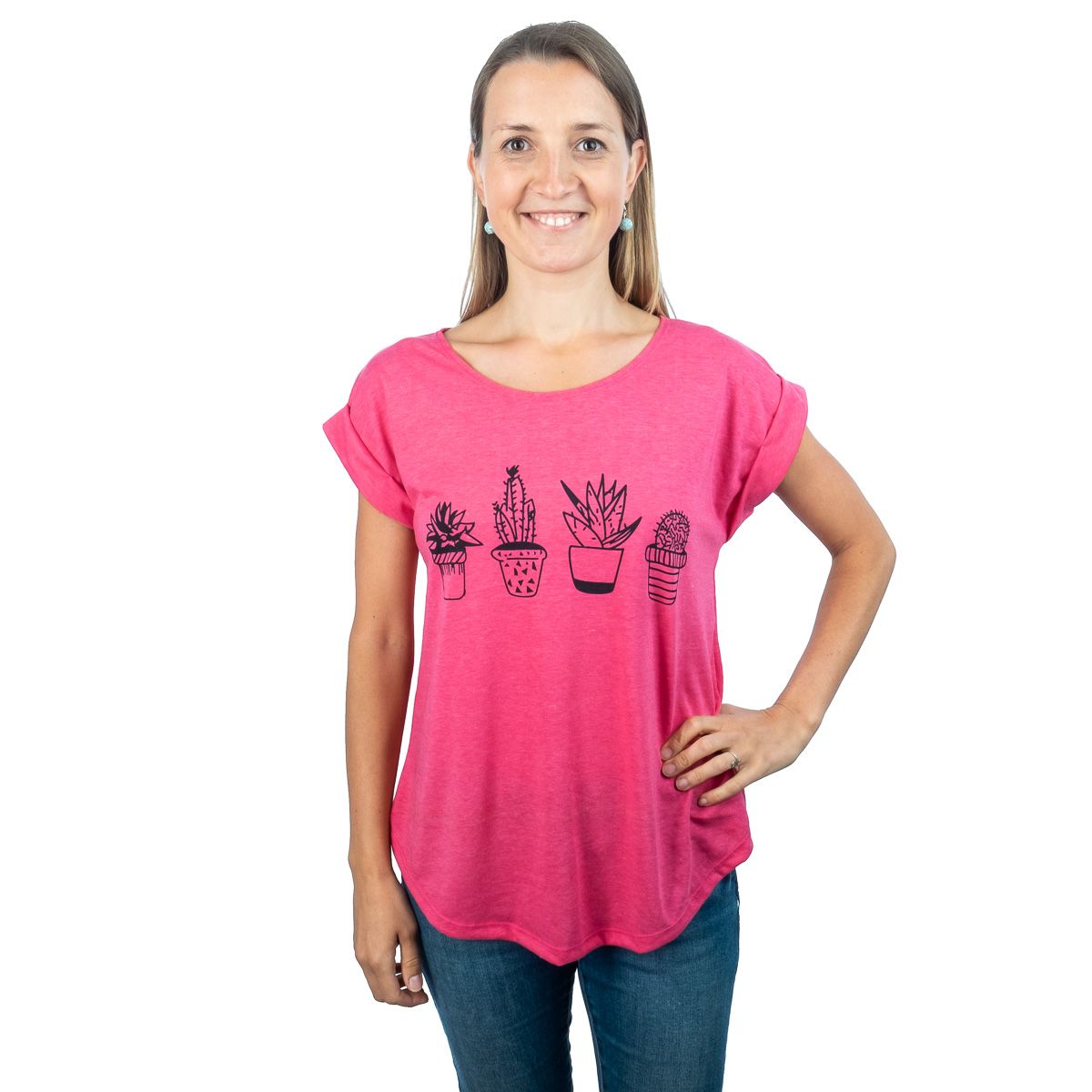 Damen T-Shirt mit kurzen Ärmeln Darika Cacti Pink Thailand