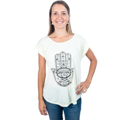 Damen T-Shirt mit kurzen Ärmeln Darika Hamsa Yellowish | S/M - LETZTES STUCK, L/XL