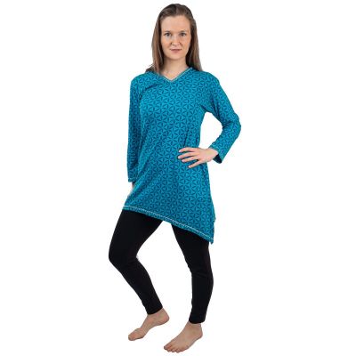 Blaues Ethno-Kleid / Tunika mit Kapuze Oyuna | S, M, L, XL, XXL