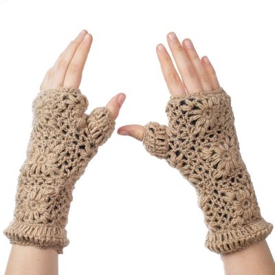 Wollhandwärmer Bardia Beige | fingerlose Handschuhe, Kollektion Stirnband und fingerlose Handschuhe