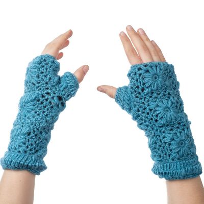 Wollene fingerlose Handschuher Bardia Petrol Blue | fingerlose Handschuhe, Kollektion Stirnband und fingerlose Handschuhe