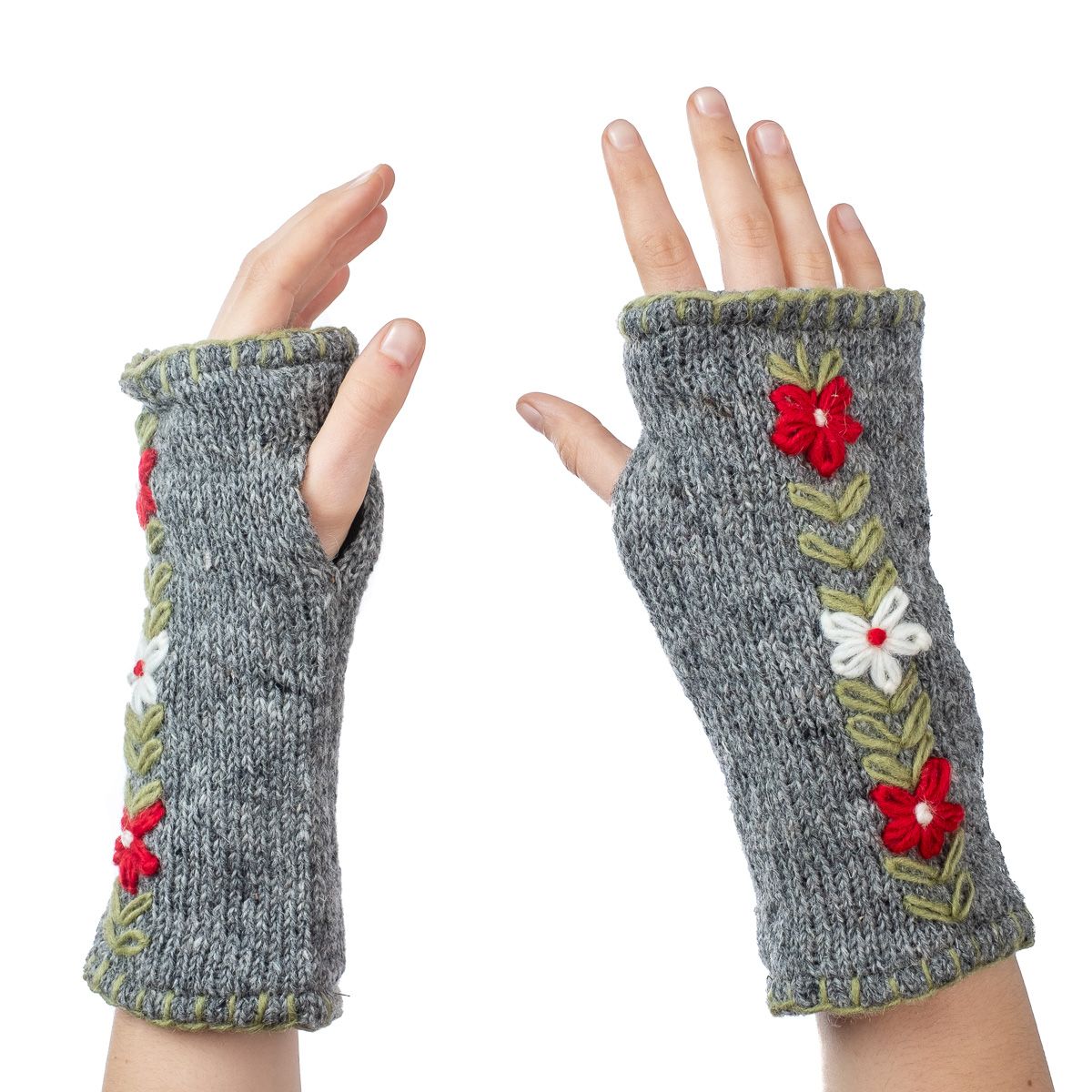 Wollene fingerlose Handschuhe Umanga Kelabu Nepal