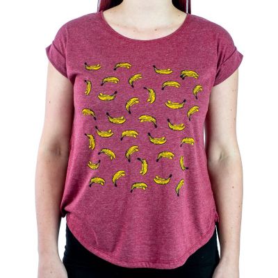 Damen T-Shirt mit kurzen Ärmeln Darika Bananas Burgundy Thailand