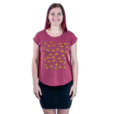 Damen T-Shirt mit kurzen Ärmeln Darika Bananas Burgundy | S/M