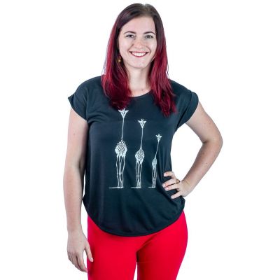 Damen T-Shirt mit kurzen Ärmeln Darika Giraffe Family Black | L/XL