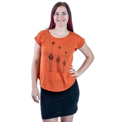 Damen T-Shirt mit kurzen Ärmeln Darika Giraffe Family Orange | S/M, L/XL