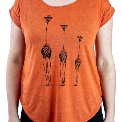 Damen T-Shirt mit kurzen Ärmeln Darika Giraffe Family Orange Thailand