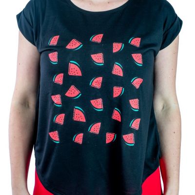 Damen T-Shirt mit kurzen Ärmeln Darika Watermelons Black Thailand