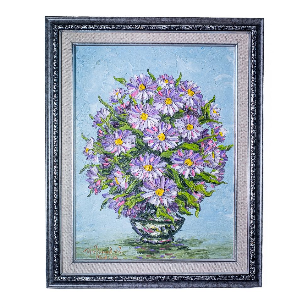 Gemälde Vase mit lila Blumen