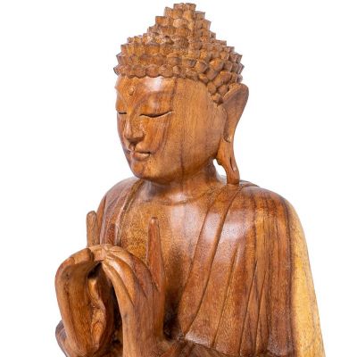 Geschnitzte Holzstatue des sitzenden Buddhas 2 Indonesia