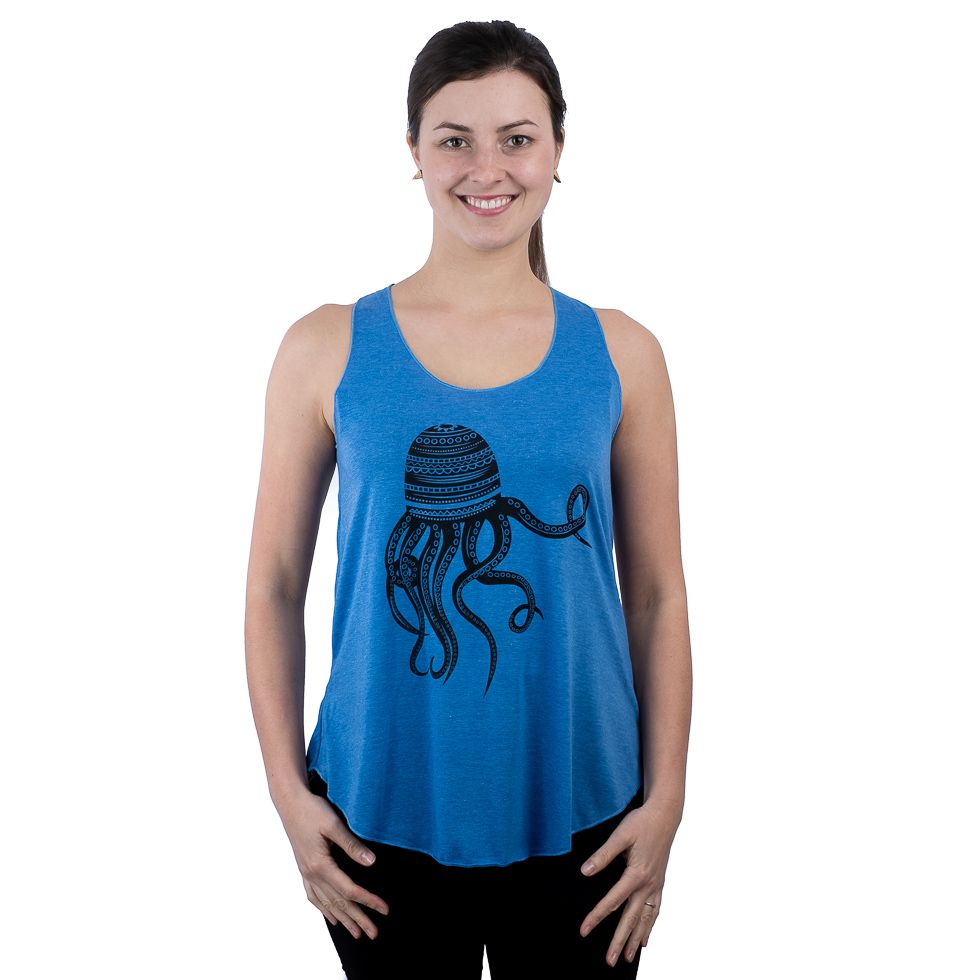 Damen Tank Top Darika Octopus Blue Thailand