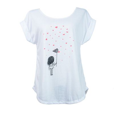 Damen T-Shirt mit kurzen Ärmeln Darika Catching Hearts | S/M, L/XL