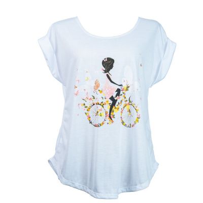 Damen T-Shirt mit kurzen Ärmeln Darika Fragrant Bike White | S/M, L/XL