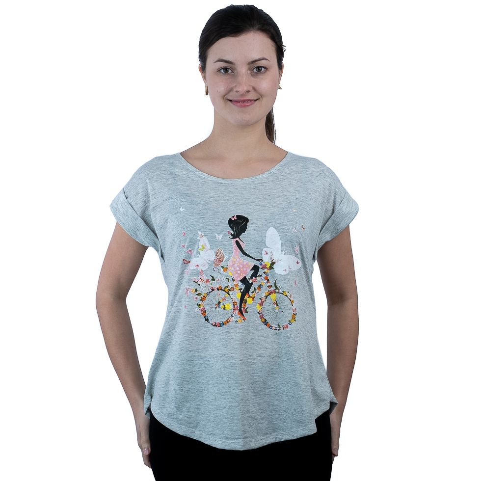 Damen T-Shirt mit kurzen Ärmeln Darika Fragrant Bike Grey Thailand