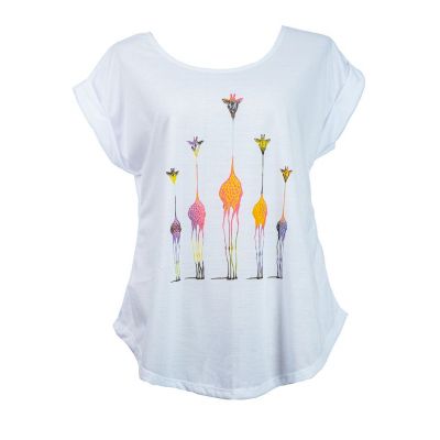 Damen T-Shirt mit kurzen Ärmeln Darika Giraffe Family Multicolour | S/M, L/XL