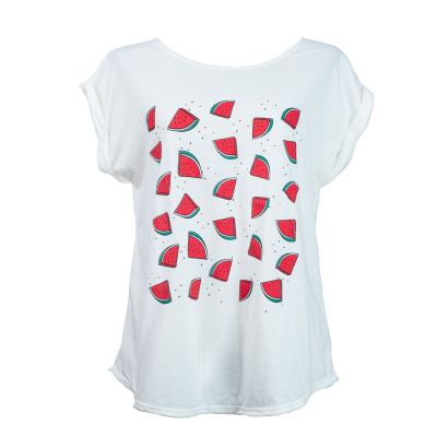 Damen T-Shirt mit kurzen Ärmeln Darika Watermelons White | S/M