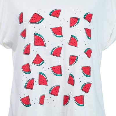 Damen T-Shirt mit kurzen Ärmeln Darika Watermelons White Thailand