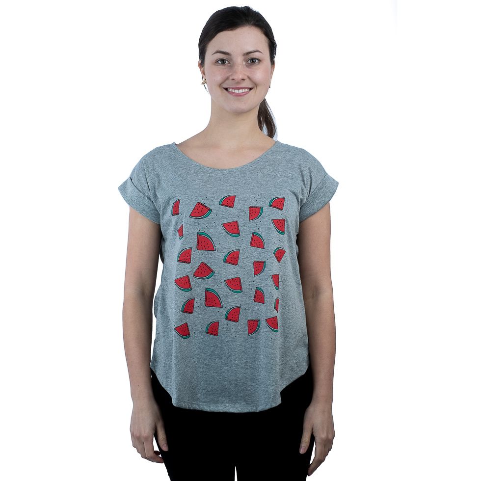 Damen T-Shirt mit kurzen Ärmeln Darika Watermelons Grey Thailand
