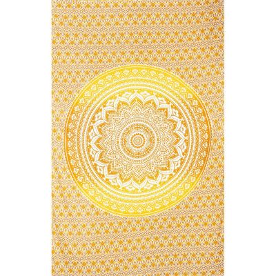Überdecke aus Baumwolle Mandala – beige-gelb